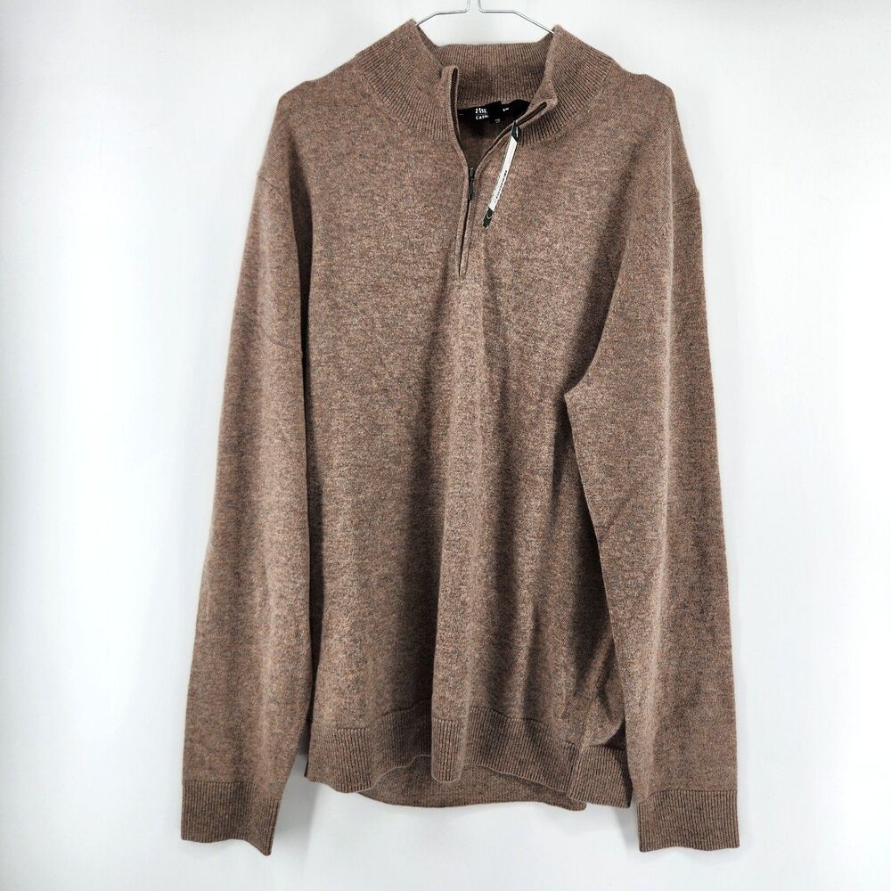 The Commons Men's Brown XL 100% Cashmere 1/4 Zip‎ Sweater NWT